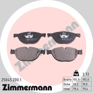 Zimmermann 25045.200.1 - Bremžu uzliku kompl., Disku bremzes www.autospares.lv