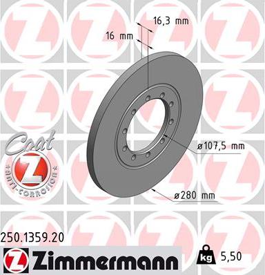 Zimmermann 250.1359.20 - Bremžu diski www.autospares.lv