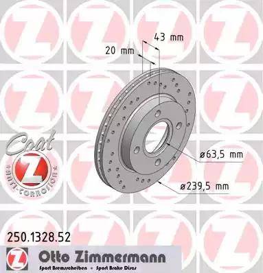 Zimmermann 250.1328.52 - Bremžu diski www.autospares.lv