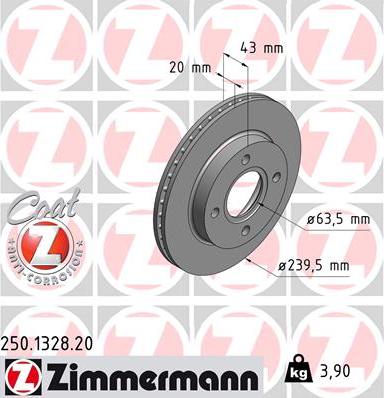 Zimmermann 250.1328.20 - Bremžu diski www.autospares.lv