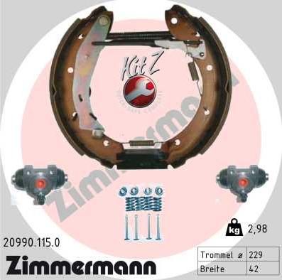 Zimmermann 20990.115.0 - Bremžu loku komplekts www.autospares.lv