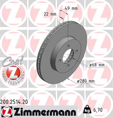 Zimmermann 200.2514.20 - Bremžu diski www.autospares.lv