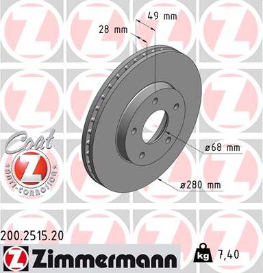 Zimmermann 200.2515.20 - Bremžu diski www.autospares.lv