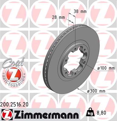 Zimmermann 200.2516.20 - Bremžu diski www.autospares.lv