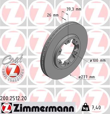 Zimmermann 200.2512.20 - Bremžu diski www.autospares.lv