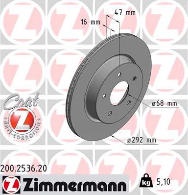 Zimmermann 200.2536.20 - Bremžu diski www.autospares.lv