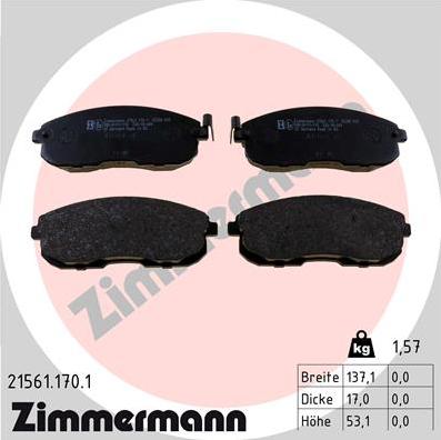 Zimmermann 21561.170.1 - Bremžu uzliku kompl., Disku bremzes www.autospares.lv