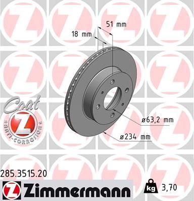 Zimmermann 285.3515.20 - Bremžu diski www.autospares.lv