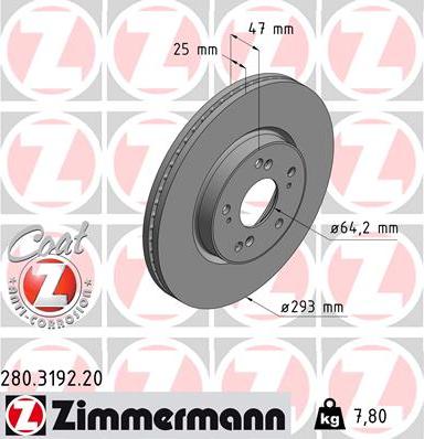 Zimmermann 280.3192.20 - Bremžu diski www.autospares.lv