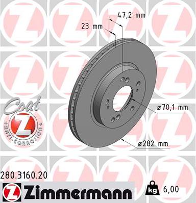 Zimmermann 280.3160.20 - Bremžu diski www.autospares.lv