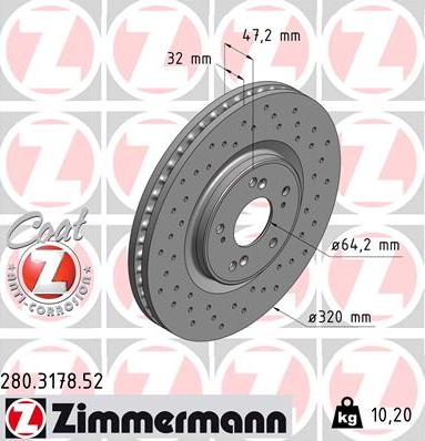 Zimmermann 280.3178.52 - Bremžu diski www.autospares.lv