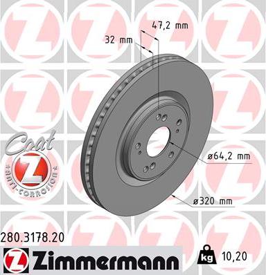 Zimmermann 280.3178.20 - Bremžu diski www.autospares.lv