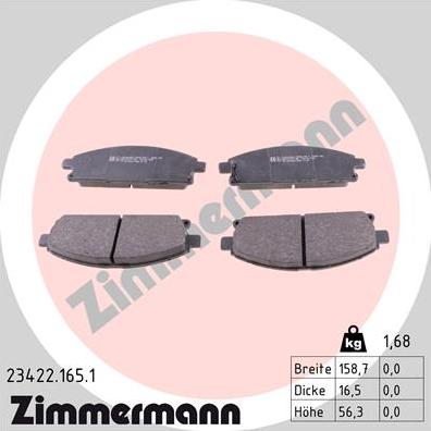 Zimmermann 23422.165.1 - Bremžu uzliku kompl., Disku bremzes www.autospares.lv