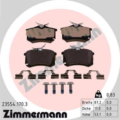Zimmermann 23554.170.3 - Bremžu uzliku kompl., Disku bremzes www.autospares.lv
