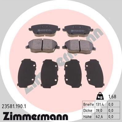 Zimmermann 23581.190.1 - Bremžu uzliku kompl., Disku bremzes www.autospares.lv