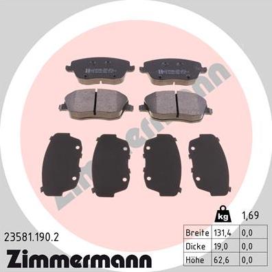 Zimmermann 23581.190.2 - Bremžu uzliku kompl., Disku bremzes www.autospares.lv