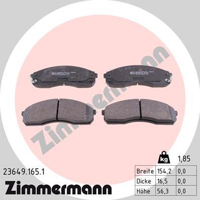 Zimmermann 23649.165.1 - Bremžu uzliku kompl., Disku bremzes www.autospares.lv