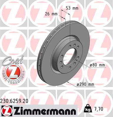 Zimmermann 230.6259.20 - Bremžu diski www.autospares.lv