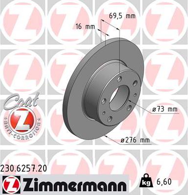 Zimmermann 230.6257.20 - Bremžu diski www.autospares.lv