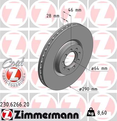 Zimmermann 230.6266.20 - Bremžu diski www.autospares.lv
