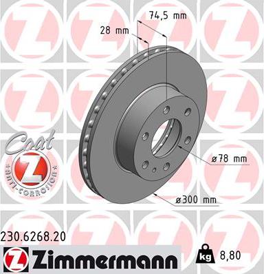 Zimmermann 230.6268.20 - Bremžu diski www.autospares.lv