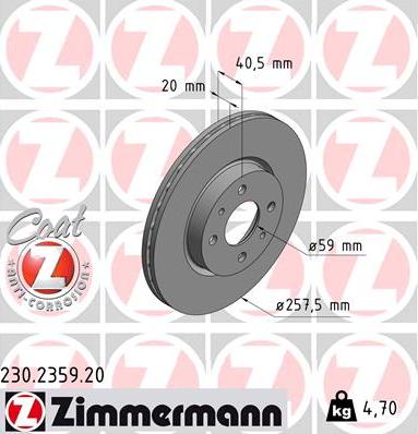 Zimmermann 230.2359.20 - Bremžu diski www.autospares.lv