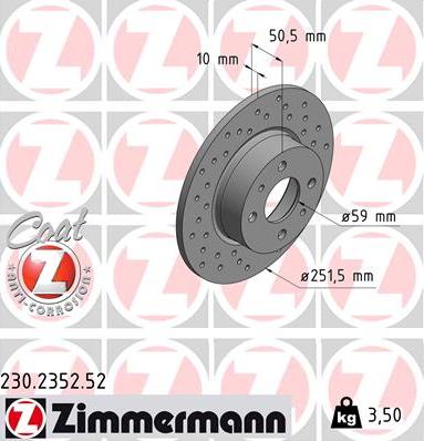 Zimmermann 230.2352.52 - Bremžu diski www.autospares.lv