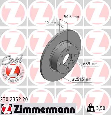Zimmermann 230.2352.20 - Bremžu diski www.autospares.lv