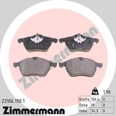Zimmermann 23106.190.1 - Bremžu uzliku kompl., Disku bremzes www.autospares.lv