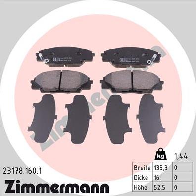Zimmermann 23178.160.1 - Bremžu uzliku kompl., Disku bremzes www.autospares.lv