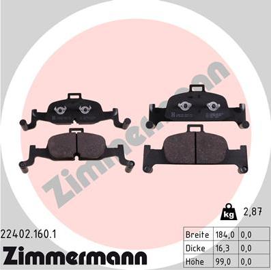Zimmermann 22402.160.1 - Bremžu uzliku kompl., Disku bremzes www.autospares.lv