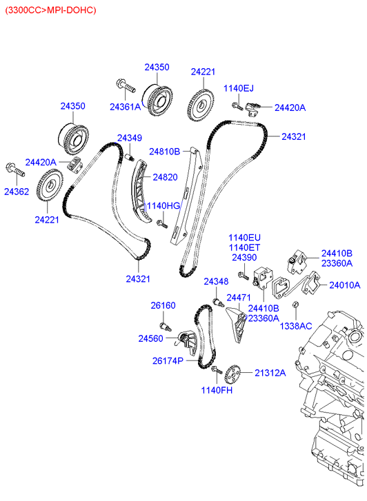 Mobis 2432125000 - Chain - timing www.autospares.lv